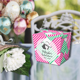 Big Hat Derby Lady Hot Pink Green Stripes 2" Geschenkschachtel