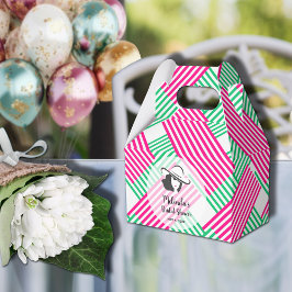 Big Hat Derby Lady Hot Pink Green Stripes Gable Geschenkschachtel