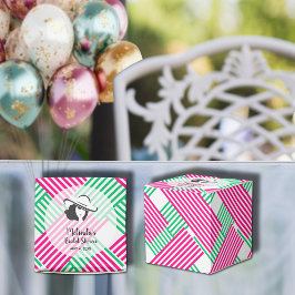 Big Hat Derby Lady Pink Green Stripes Square Geschenkschachtel