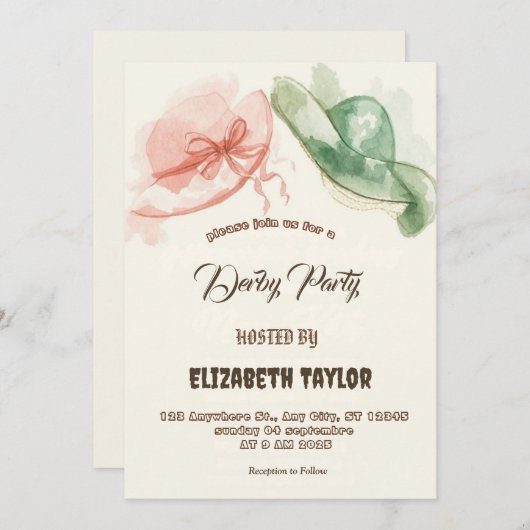 Big Hat Derby Party Invitation Einladung (Vorne/Hinten)
