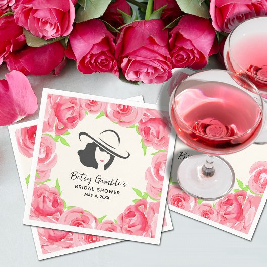 Big Hat Lady Rose Derby Brautparty Serviette