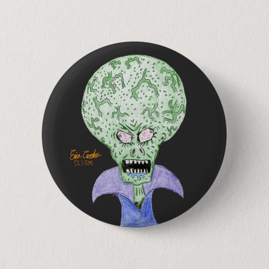 Big head alien sci-fi cartoon button (Vorderseite)