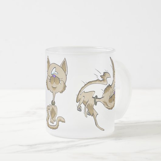 Big Head Jump Cat Mattglastasse (VorderseiteRechts)