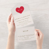 Big Heart All In One Einladung (Abreißen)