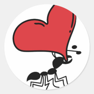 Big Heart Ant, viel Liebe Ant Runder Aufkleber