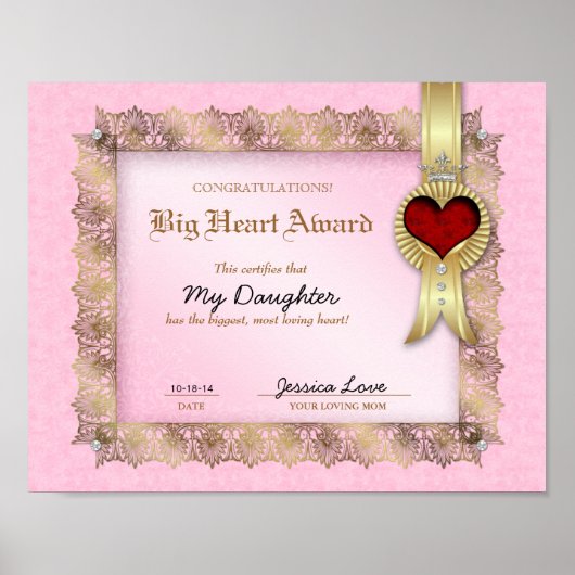 Big Heart Award Liebe Diploma Hero Poster (Vorne)