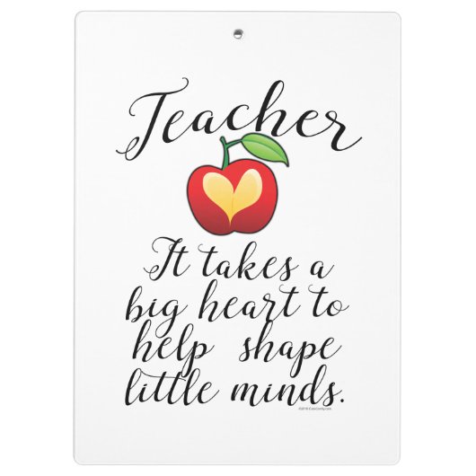 Big Heart hilft kleine Minds Lehrer zu gestalten Klemmbrett (Rückseite)