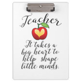 Big Heart hilft kleine Minds Lehrer zu gestalten Klemmbrett (Vorderseite)