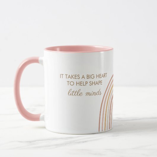 Big Heart Teacher Educator Boho Rainbow Tasse (Links)