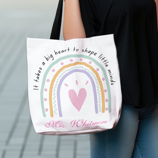 Big Heart Teacher Rainbow Back to School Tragetaschen Mit Langen Trägern