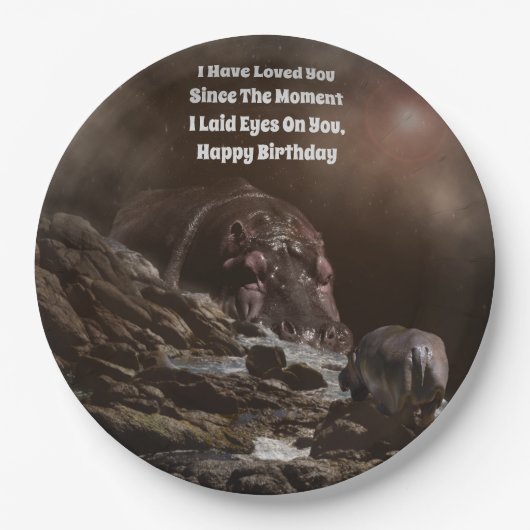 **"Big Heart, Tiny Liebe: Eine Riesenhippo-Zuneigu Pappteller (Vorderseite)