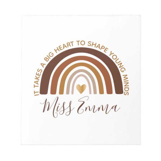 Big Heart to Shape Young Minds Teacher Notizblock (Vorderseite)