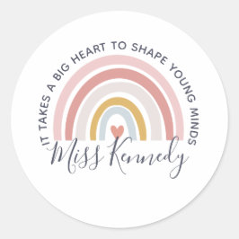 Big Heart to Shape Young Minds Teacher Runder Aufkleber