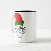 Big Heart To Teach Little Elves Christmas Teacher Zweifarbige Tasse (Vorderseite Links)