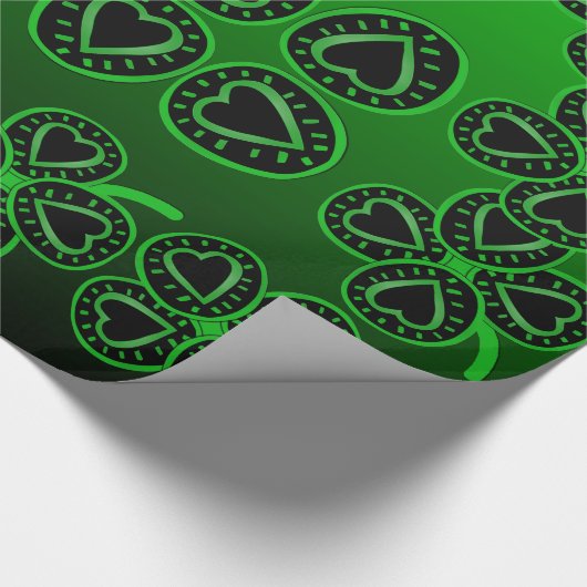 Big Hearts Clovers St Patrick Green Wrapping Paper Geschenkpapier (Ecke)