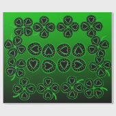 Big Hearts Clovers St Patrick Green Wrapping Paper Geschenkpapier (Flach)