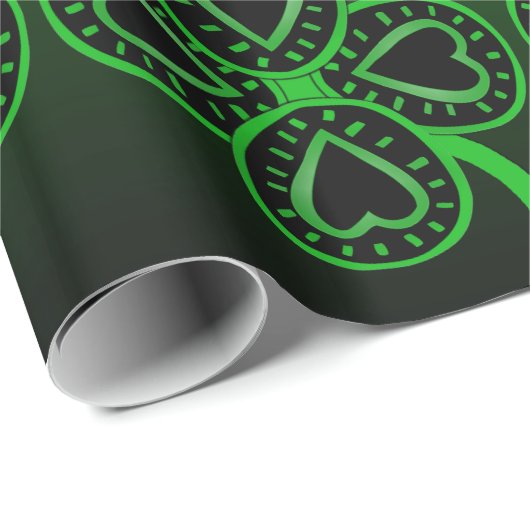 Big Hearts Clovers St Patrick Green Wrapping Paper Geschenkpapier (Rolleneckpunkt)