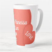 Big Hearts Couples Names and Wedding Date Milchtasse (Rechte Ecke)
