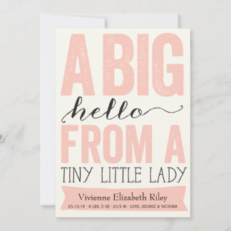 Big Hello Little Lady Baby Girl Geburtserklärung Ankündigung
