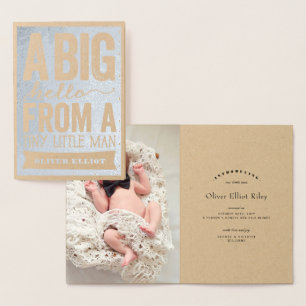 Big Hello Little Man Baby Boy Geburtserklärung Folienkarte