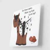 Big Hintern Apple Horse Wall Clock Quadratische Wanduhr (Winkel)