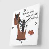 Big Hintern Apple Horse Wall Clock Quadratische Wanduhr (Winkel)