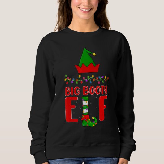 Big Hintern Elf Matching Family Lighting Weihnacht Sweatshirt (Vorderseite)