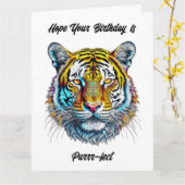 Big Hope Your Birthday ist Purr-fect! Tiger Themed Karte (Gelbe Blume)