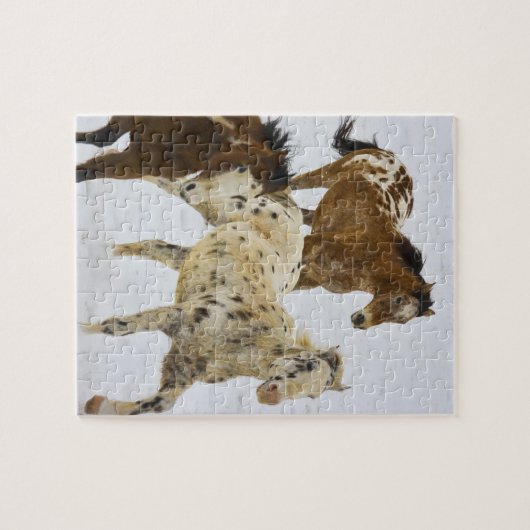 Big Horn Mountains, Pferde im Schnee laufen Puzzle (Horizontal)