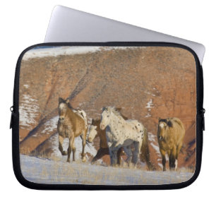 Big Horn Mountains, Pferde laufen Laptopschutzhülle