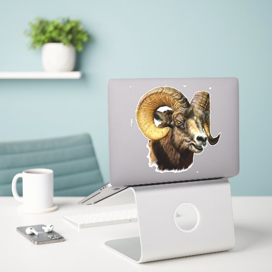 Big Horn Ram Mountain Sheep Aufkleber (Laptop auf Schreibtisch)