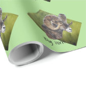 Big Horn Ram Sheep auf Green Geschenkpapier (Rolleneckpunkt)