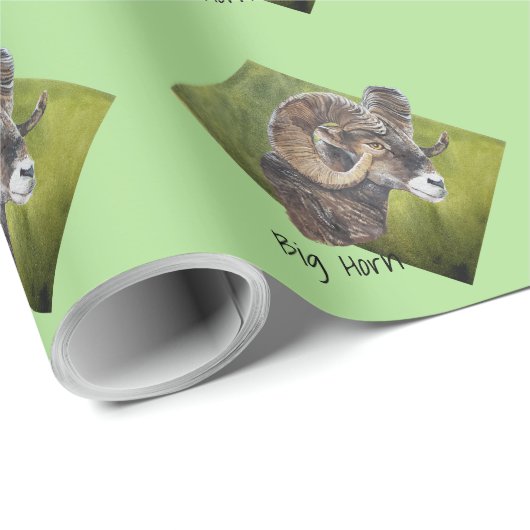 Big Horn Ram Sheep auf Green Geschenkpapier (Rolleneckpunkt)