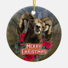 Big Horn Ram Weihnachten Keramik Ornament