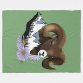 Big Horn Sheep Ram Green Mountains Fleecedecke (Vorderseite (Horizontal))