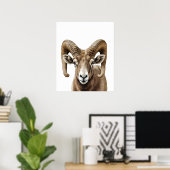 Big Horned Sheep Portrait Schwarz-weiß Poster (Heimbüro)