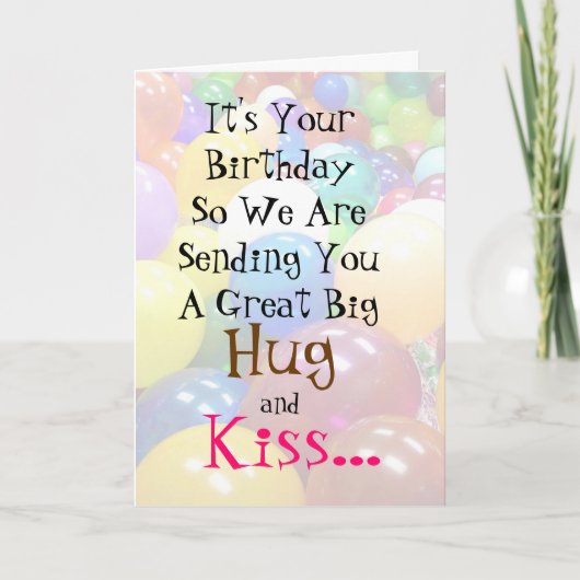 Big Hug and Kiss Silly Birthday Card Karte (Vorderseite)