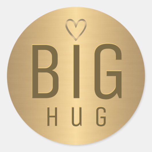 BIG HUG mit metallischem Goldenherz mit Goldgradie Runder Aufkleber (Vorderseite)