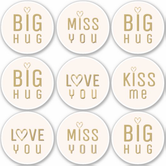 Big Hug und Miss You und Kiss Me Labels (Vorderseite)