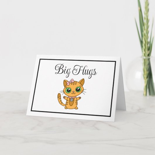 Big Hugs | Niedlich Orange Cat | Freundschaft Karte (Vorderseite)