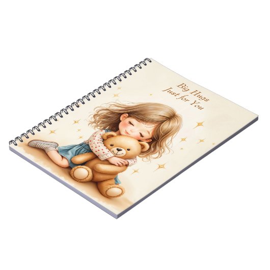 Big Hugs Niedliche Girl Hugging Teddy Bären-Blatt Notizblock (Linke Seite)