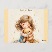 Big Hugs Niedliche Girl Hugging Teddy Bären-Blatt Postkarte (Rückseite)