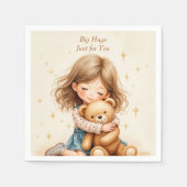 Big Hugs Niedliche Girl Hugging Teddy Bären-Blatt Serviette (Vorderseite)