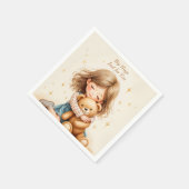 Big Hugs Niedliche Girl Hugging Teddy Bären-Blatt Serviette (Ecke)