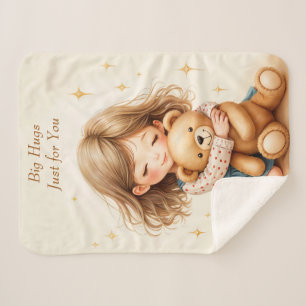 Big Hugs Niedliche Girl Hugging Teddy Bären-Blatt Sherpadecke