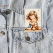 Big Hugs - Niedlicher Girl Hugging Teddy Bär Button (Insitu)