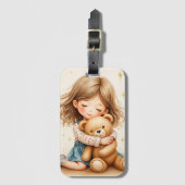Big Hugs - Niedlicher Girl Hugging Teddy Bär Gepäckanhänger (Vorderseite Vertikal)