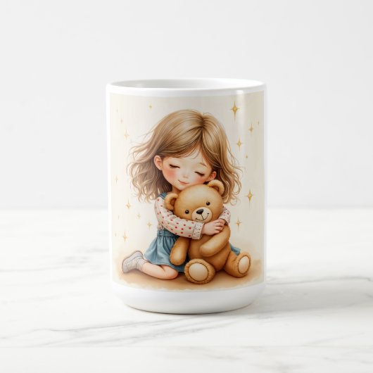 Big Hugs - Niedlicher Girl Hugging Teddy Bär Kaffeetasse (Mittel)