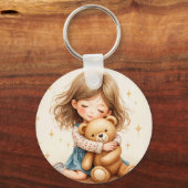 Big Hugs - Niedlicher Girl Hugging Teddy Bär Schlüsselanhänger (Vorderseite)