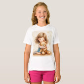 Big Hugs - Niedlicher Girl Hugging Teddy Bär T-Shirt (Vorne ganz)